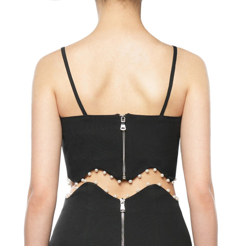 CROPPED CORSET-TOP WITH PEARLS