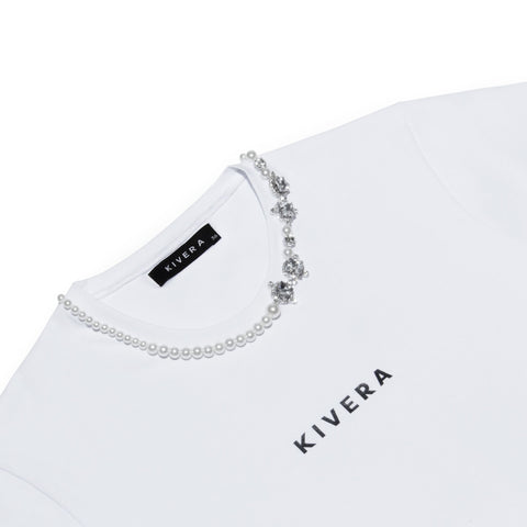 White T-shirt with handmade details