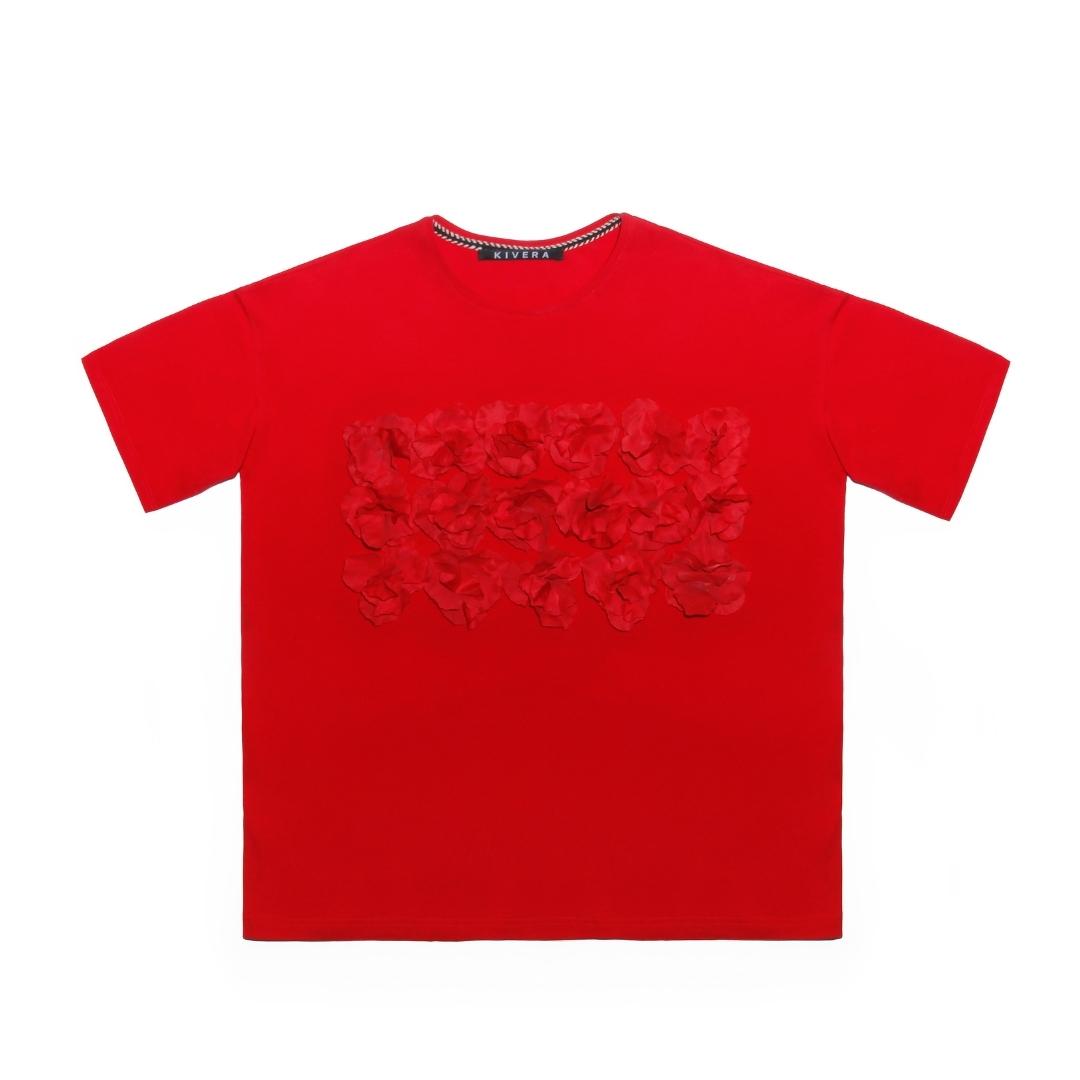 Red t-shirt with petals
