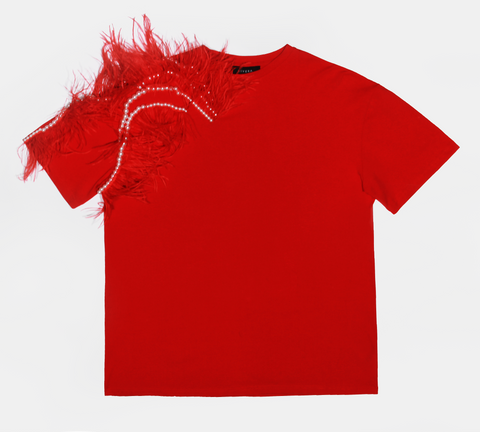 Red t-shirt with petals