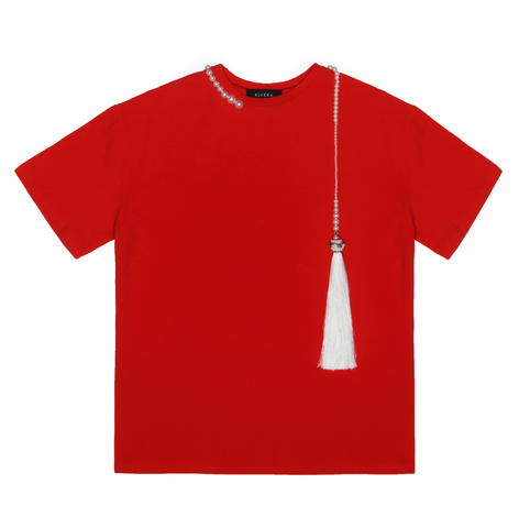 Red t-shirt with birds