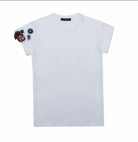 White T-shirt with handmade details