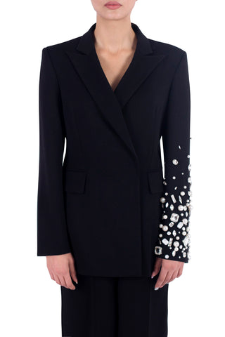 BLACK JACKET WITH BROOCHES